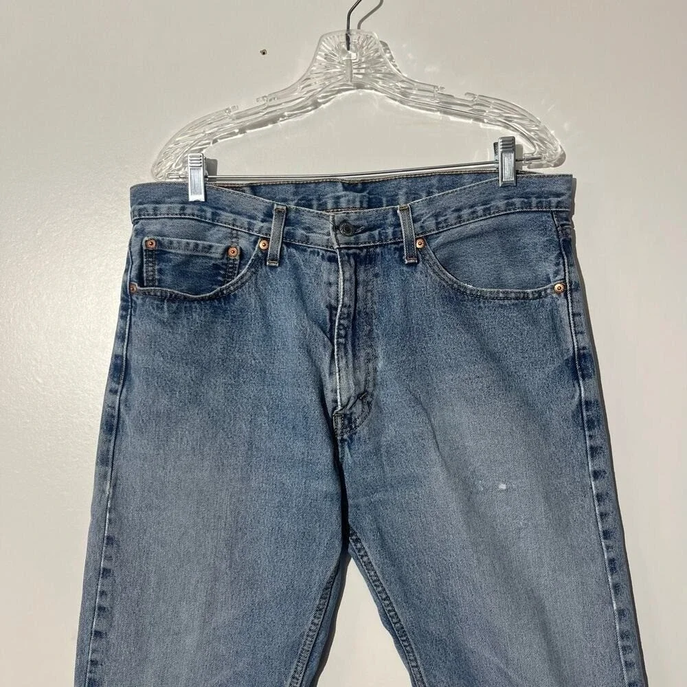 Levis 505 Regular Fit Straight‎ Leg Blue Denim Jeans Mens 36x30 Medium Wash